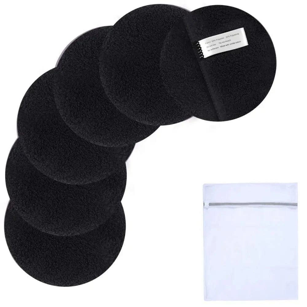 SNACC BEAUTY Cleaning pads black / 10x10cm / CHINA|6pcs Microfiber Reusable Makeup Remover Pads & Cleansing Gloves - 6-Piece Set