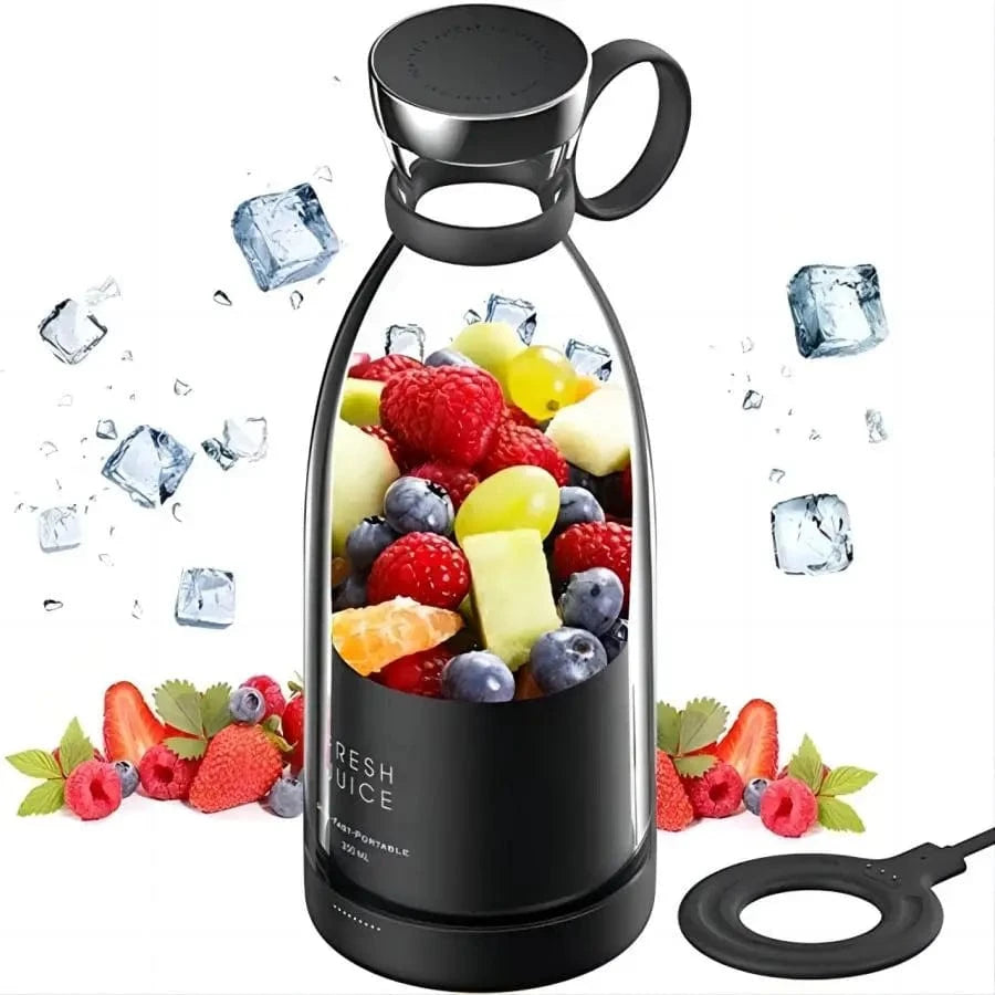 Portable USB Mini Juicer Blender – Rechargeable Fruit Mixer Smoothie Maker (350ml) black