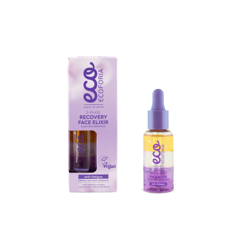Ecoforia 3-Phase Recovery Face Elixir – Revitalising Vegan Serum with Botanical Oils (30mls)