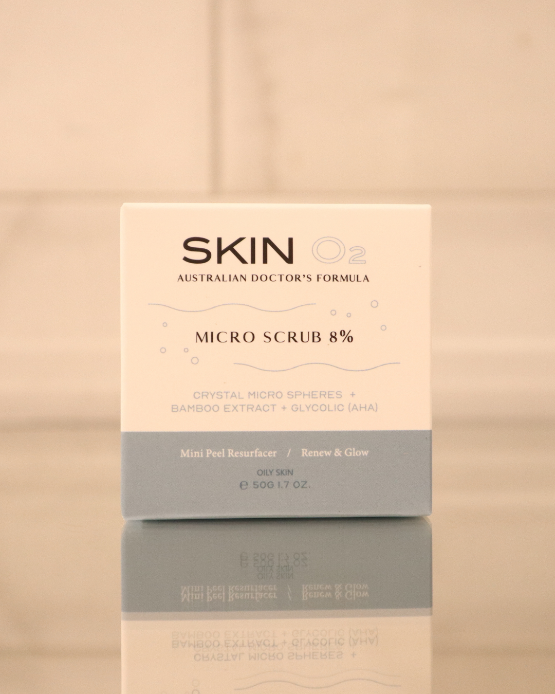 Skin O2 Micro Scrub Exfoliator 8% – Dual Action Deep Cleanser & Resurfacer (50g)