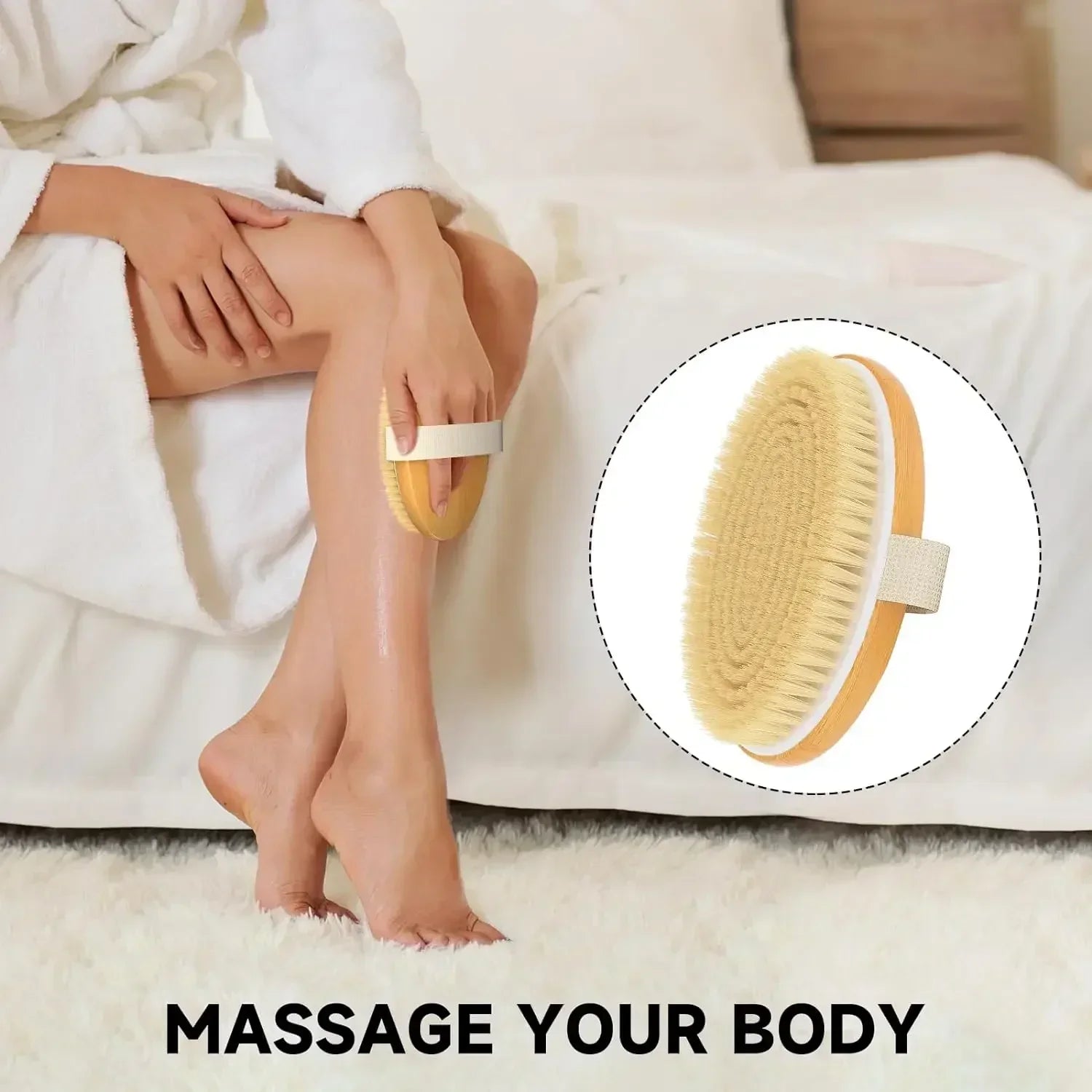 Premium Dry Body Brush with Natural Bristles for Radiant Skin