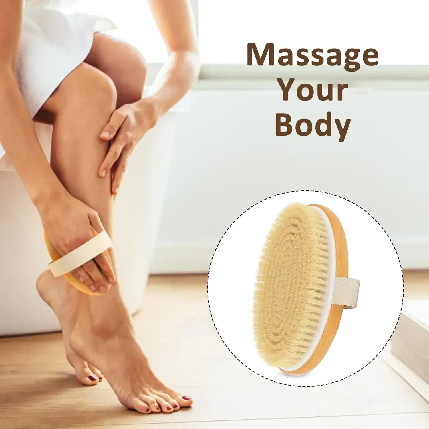 Premium Dry Body Brush with Natural Bristles for Radiant Skin