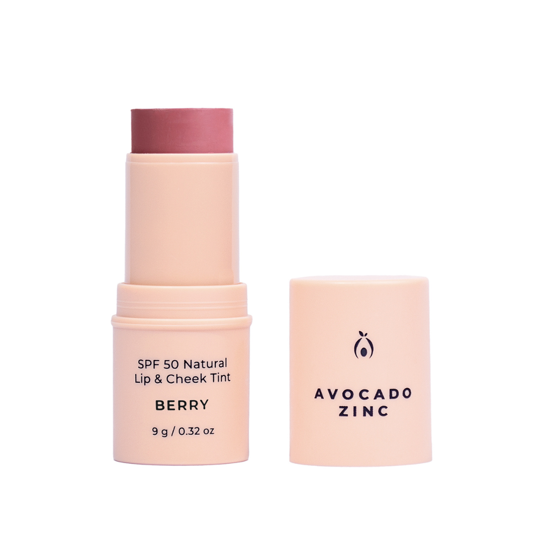 Avocado Zinc Lip and Cheek tint berry colour