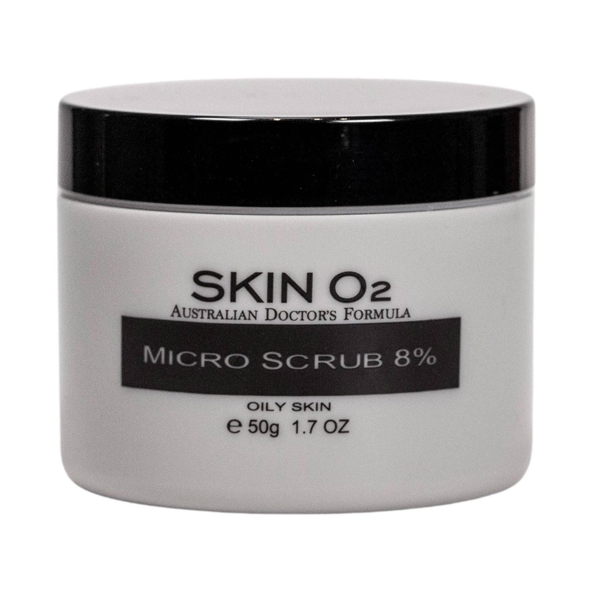 Skin O2 Micro Scrub Exfoliator 8% – Dual Action Deep Cleanser & Resurfacer (50g)