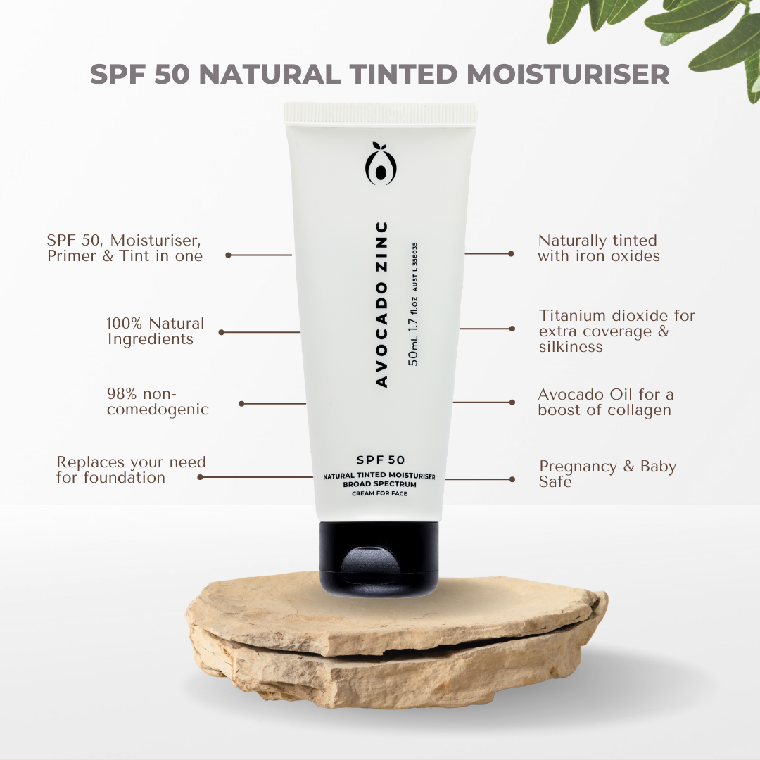 SPF 50 Tinted Moisturiser – Natural Mineral Sunscreen (Medium-Dark, 100ml)