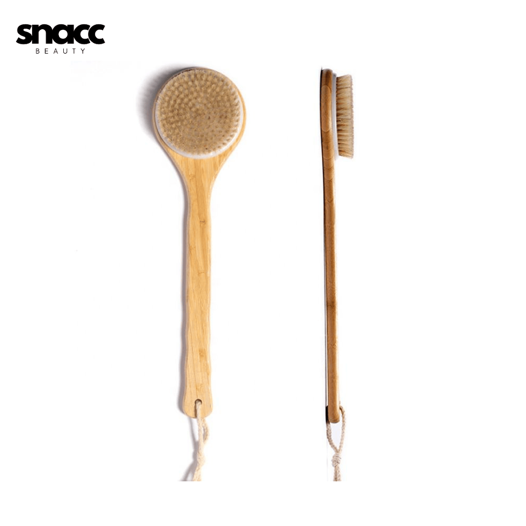 SNACC BEAUTY Body Massage Brush Long Bamboo Handle Exfoliating Body Brush 40cm - Snacc Beauty