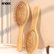SNACC BEAUTY Brushes Bamboo Detangling Hairbrush with Wooden Bristles – Scalp Massage Comb - Snacc Beauty